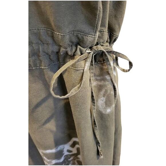 LOLE' Khaki Green Tie Dye Flowers Sleeveless Linen Blend Dress ~ Women's Size 8 - Picture 5 of 6